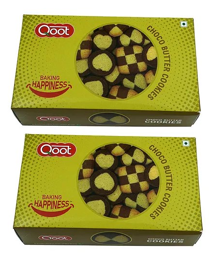 Qoot Choco Butter Cookies Pack of 2 - 200 gm Each