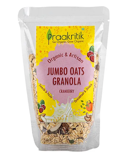 Praakritik Organic Jumbo Oats Cranberry Granola - 300 gm