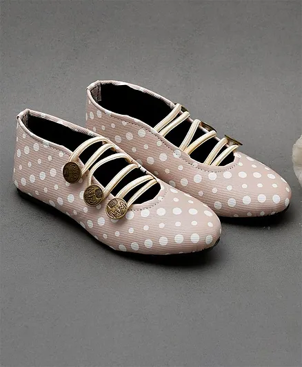 Little Palz Polka Dot Printed Mojaris - Off White