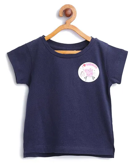 Peppa Pig by Toothless Short Sleeves Peppa Pig Print Tee - Navy Blue