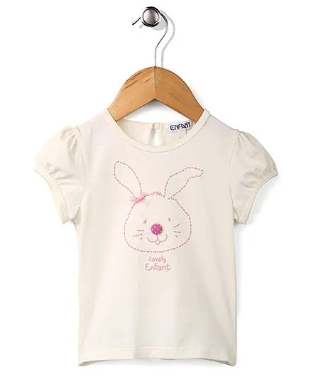 Enfant Lovely Rabbit Print Top - Cream