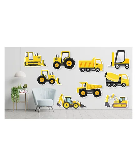 Untumble Construction Vehicle Themed Posters Yellow - Pack of 8
