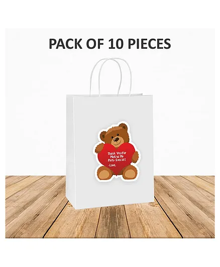 Untumble Teddy Themed Party Bags Red White - Pack of 10