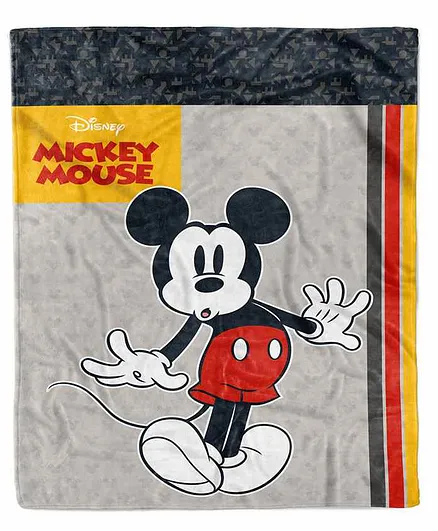 Disney Mickey Mouse Flannel Super Soft Kids Blanket - Grey