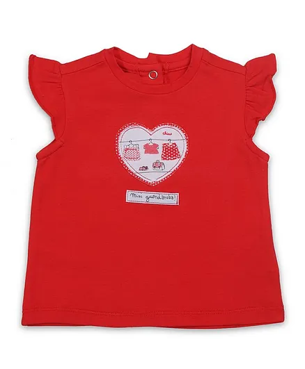 Chicoo Short Sleeves T-Shirt Printed - Red