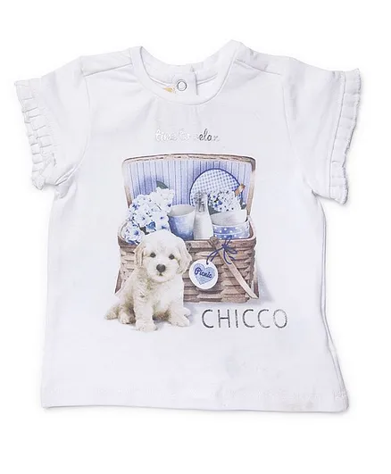 Chicco Short Sleeves T-Shirt Dog Print - White