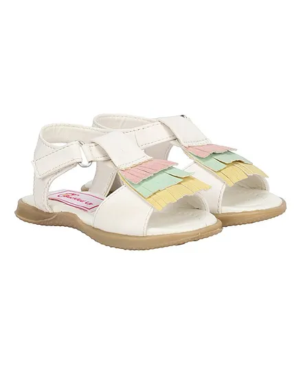 Buckled Up Tassled Sandals - White