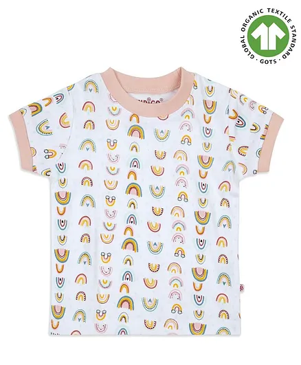GREENDiGO 100% Organic Cotton Half Sleeves Rainbow Print Tee - Multicolor