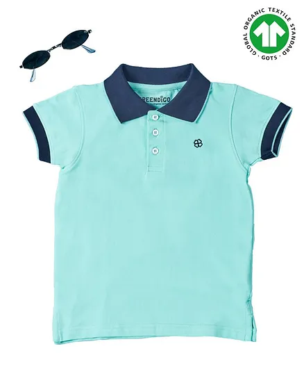 GREENDiGO 100% Organic Cotton Gots Certified Short Sleeves Polo Tee - Blue
