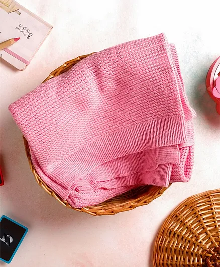 GREENDiGO 100% Organic Cotton Knitted Blanket - Pink