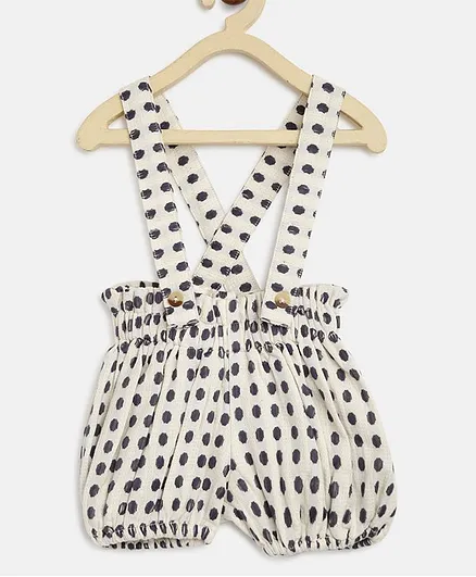 Kids On Board Sleeveless Polka Dotted Dungaree - Black