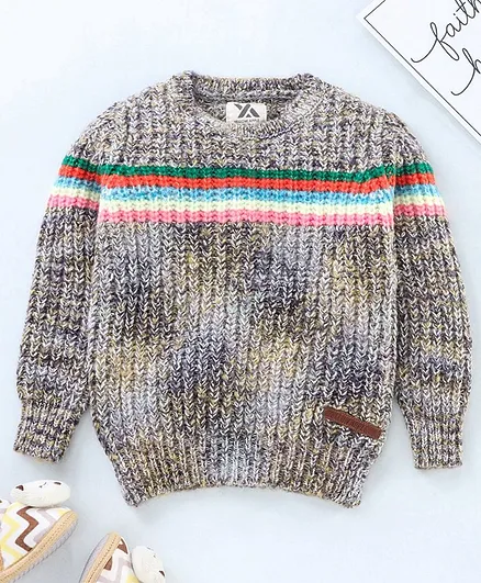 Yellow Apple Full Sleeves Sweater - Grey Yellow