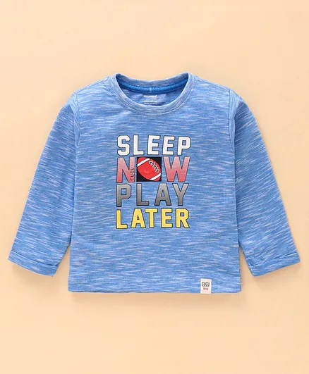 Cucumber Full Sleeves T-Shirt Text Print - Light Blue