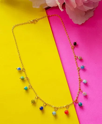 Bobbles & Scallops Glass Bead Necklace - Multi Colour