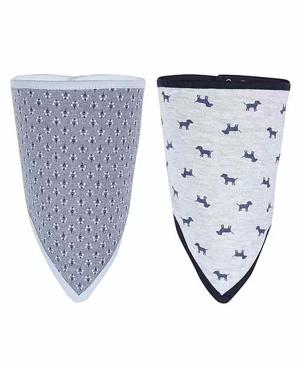 Grandma's 100% Cotton Printed Bandana Bibs Pack of 2 - Grey