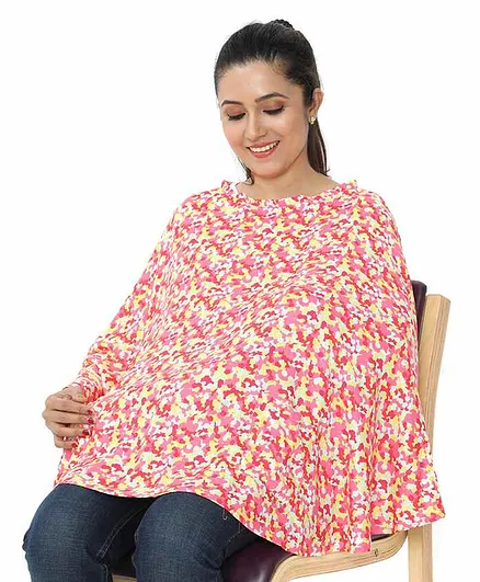Grandma's Premium Nursing Cover Abstract Print - Pink