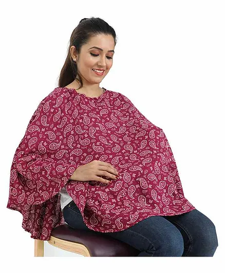 Grandma's Premium Nursing Cover Leaf Print - Purple