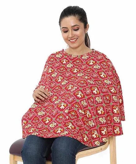 Grandma's Premium Nursing Cover Brick Red - Red