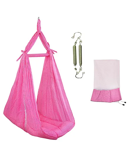 132 Swing Cradle Bedding Set With Mosquito Net - Rose Pink