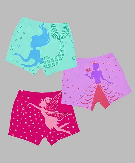 Plan B Pack Of 3 Fairy Print Panties - Sea Green Pink Purple