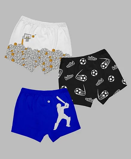 Plan B Pack Of 3 Shoes Print Boxers - Blue White Black