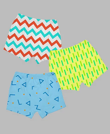 Plan B Pack Of 3 Zig Zag Print Boxers - White Green Blue