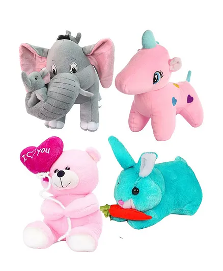 Deals India Combo of 4 Super Soft Plush Toys Multicolor - Height 35 cm