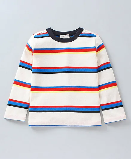 CrayonFlakes Full Sleeves Striped Tee - White