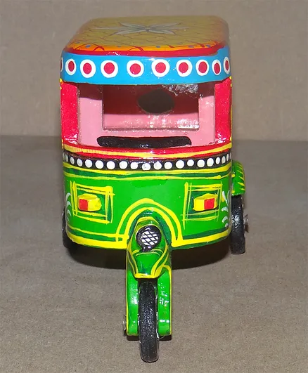 Shoppingkart24 Wooden Lacquerware Decorative Auto Rickshaw - Multicolour
