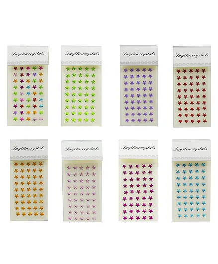 Asera Self-Adhesive Star Shape Stone Pearl Stickers Pack of 8 - Multicolor