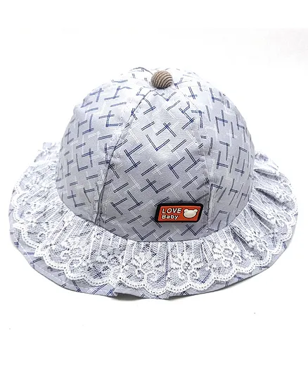 Kid-O-World Pleated Lace Detailing Hat - Grey