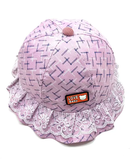 Kid-O-World Pleated Lace Detailing Hat - Pink