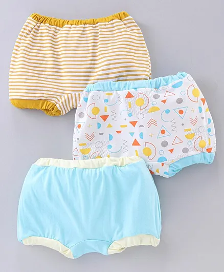 Ohms Cotton Bloomers Pack of 3 - Blue Yellow