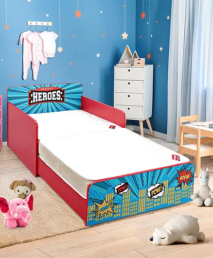 Pine Kids 2 in1 Foldable Smart Kids Bed Cum Sofa- Blue (Without Mattress)