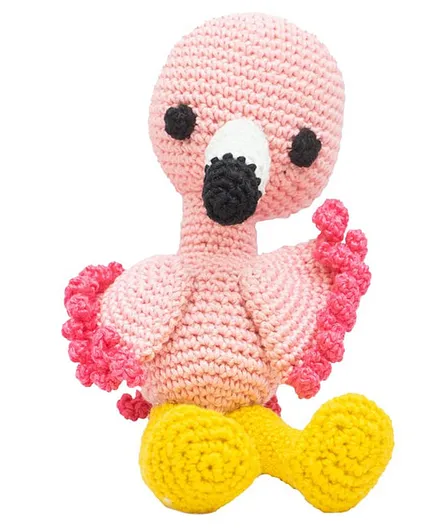 Happy Threads Crochet Flamingo Soft Toy Pink - Height 17.5 cm