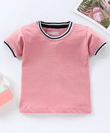 Rikidoos Half Sleeves Solid Colour Tee - Peach