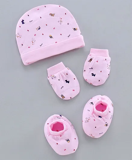Simply 100% Cotton Cap Mittens And Booties Set - Diameter 11 cm