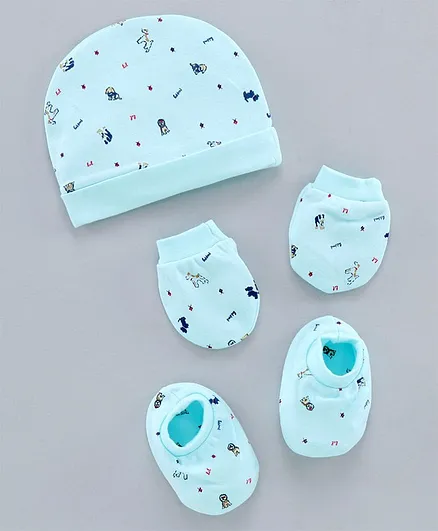 Simply 100% Cotton Cap Mittens And Booties Set - Diameter 11 cm