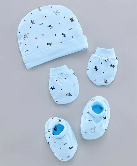 Simply 100% Cotton Cap Mittens And Booties Set - Diameter 11 cm
