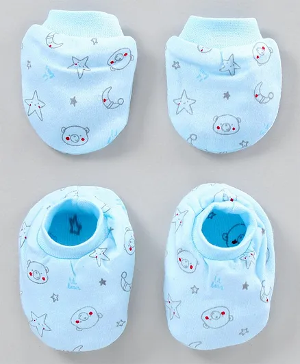 Simply Mittens & Booties All Over Printed - Aqua Blue