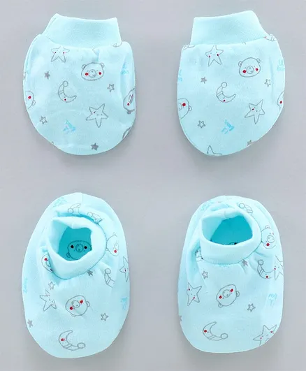 Simply Mittens & Booties All Over Printed - Sky Blue