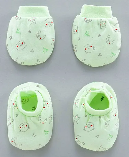 Simply Mittens & Booties All Over Printed - Mint Green