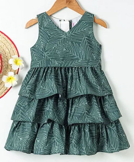 Rassha Printed Sleeveless Dress - Green