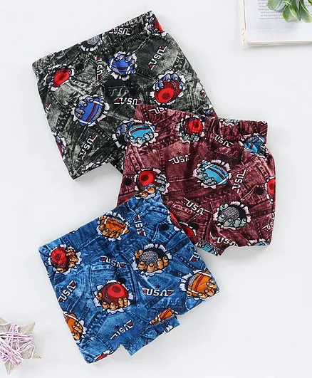 Red Rose Briefs Ball Print - Black Blue Maroon