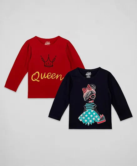 The Sandbox Clothing Co. Pack Of 2 Full Sleeves Queen Print Tee - Red & Navy