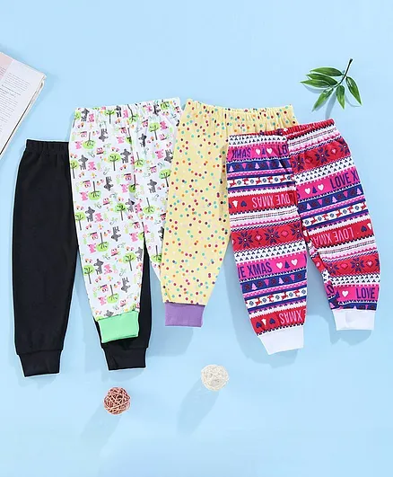 Kidi Wav Pack Of 4 Xmas Theme Full Length Pyjamas - Multi Colour