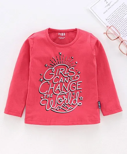 Fido Full Sleeves Tops Placement Print - Pink