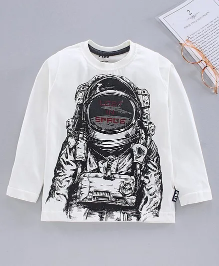Fido Full Sleeves Tshirts Placement Print - White