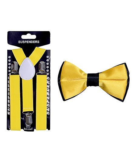 Tiekart Fire Walk Bow Tie & Suspender Combo - Lemon Yellow