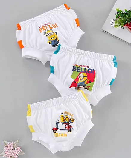 Red Rose Minion Printed Briefs Pack of 3 - White